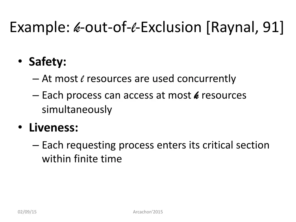 example k out of l exclusion raynal 91