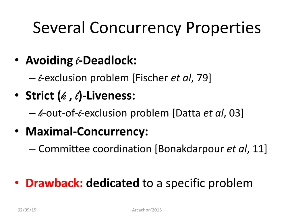 several concurrency properties
