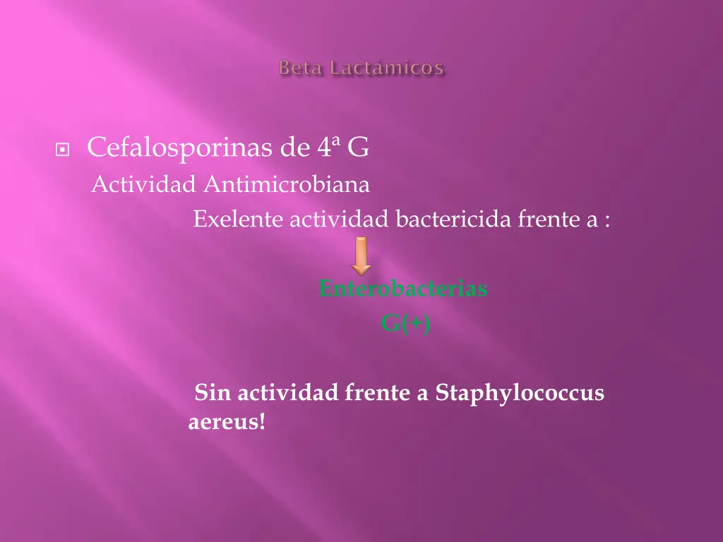 cefalosporinas de 4 g actividad antimicrobiana