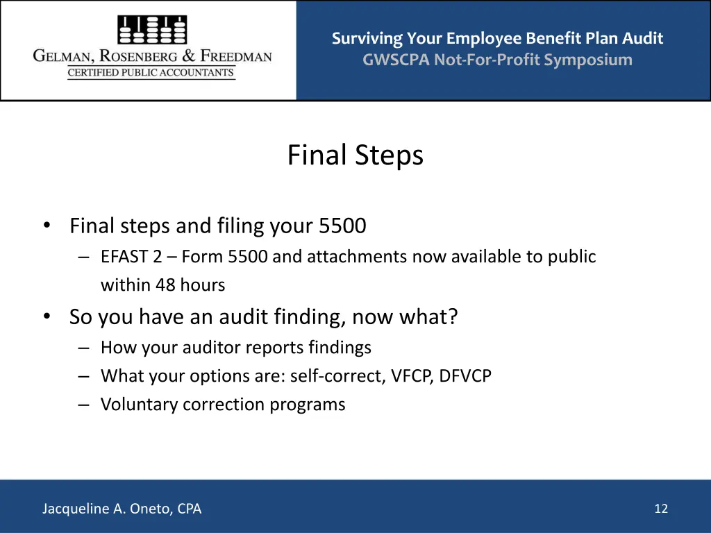 surviving your employee benefit plan audit gwscpa 11