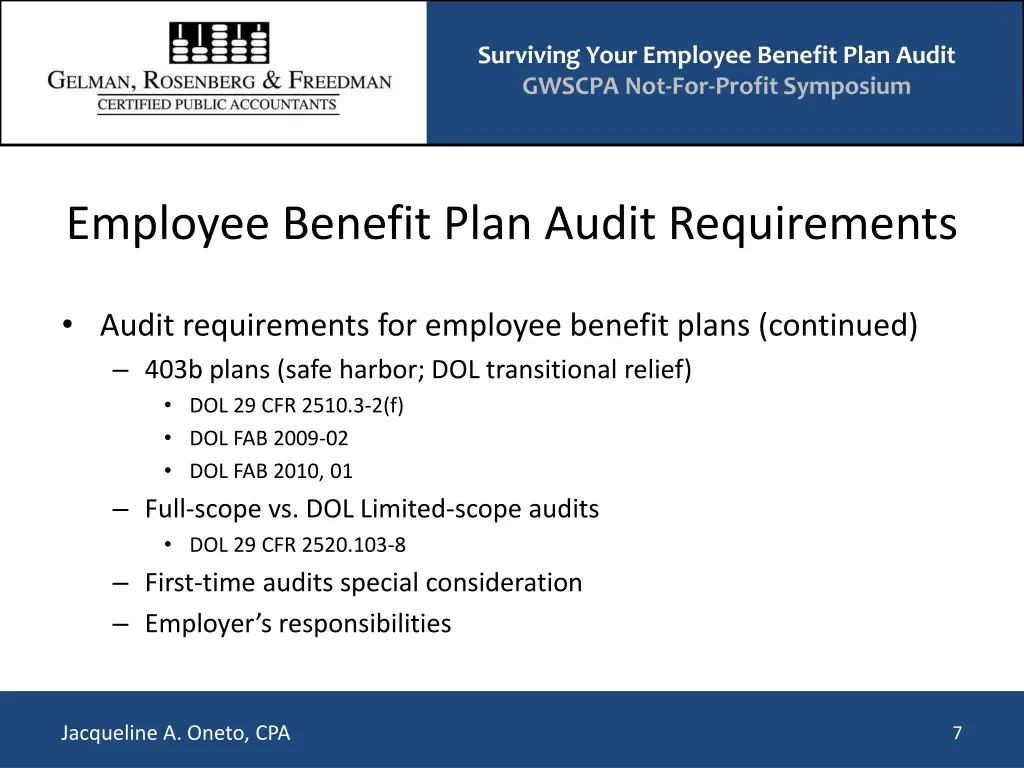surviving your employee benefit plan audit gwscpa 6