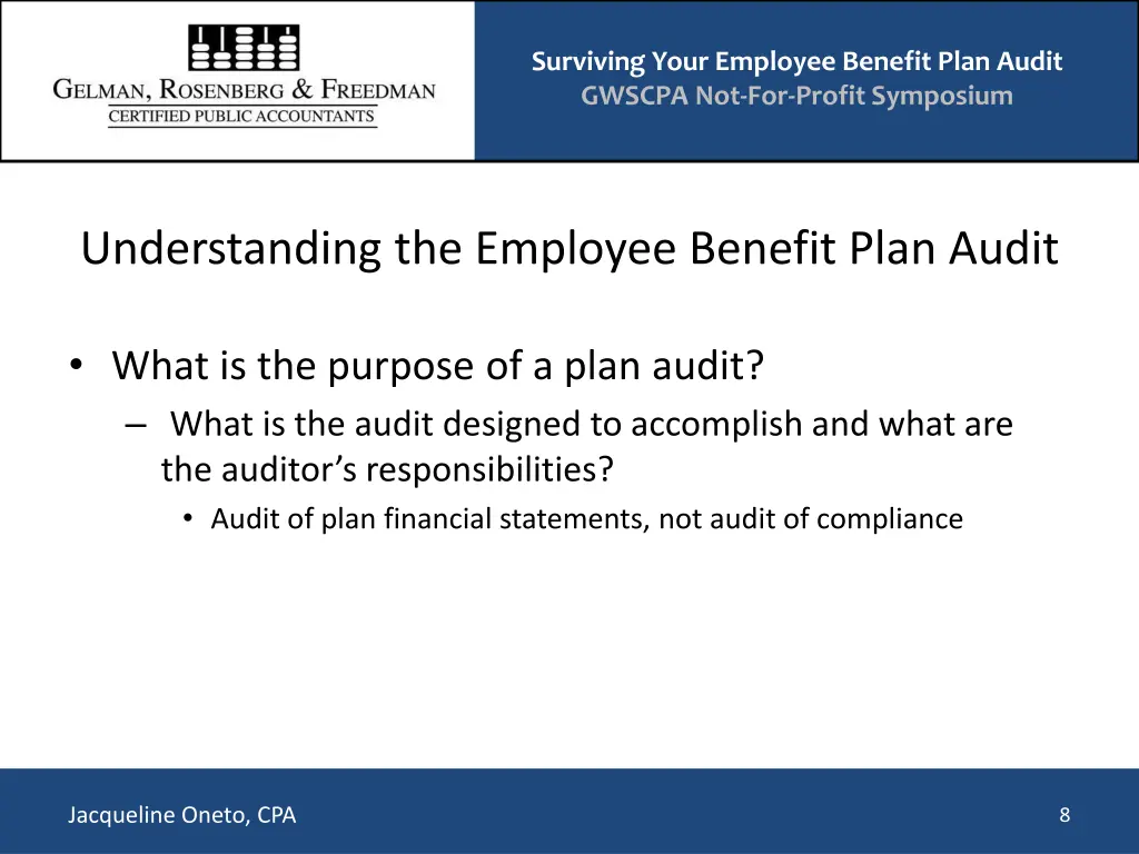 surviving your employee benefit plan audit gwscpa 7