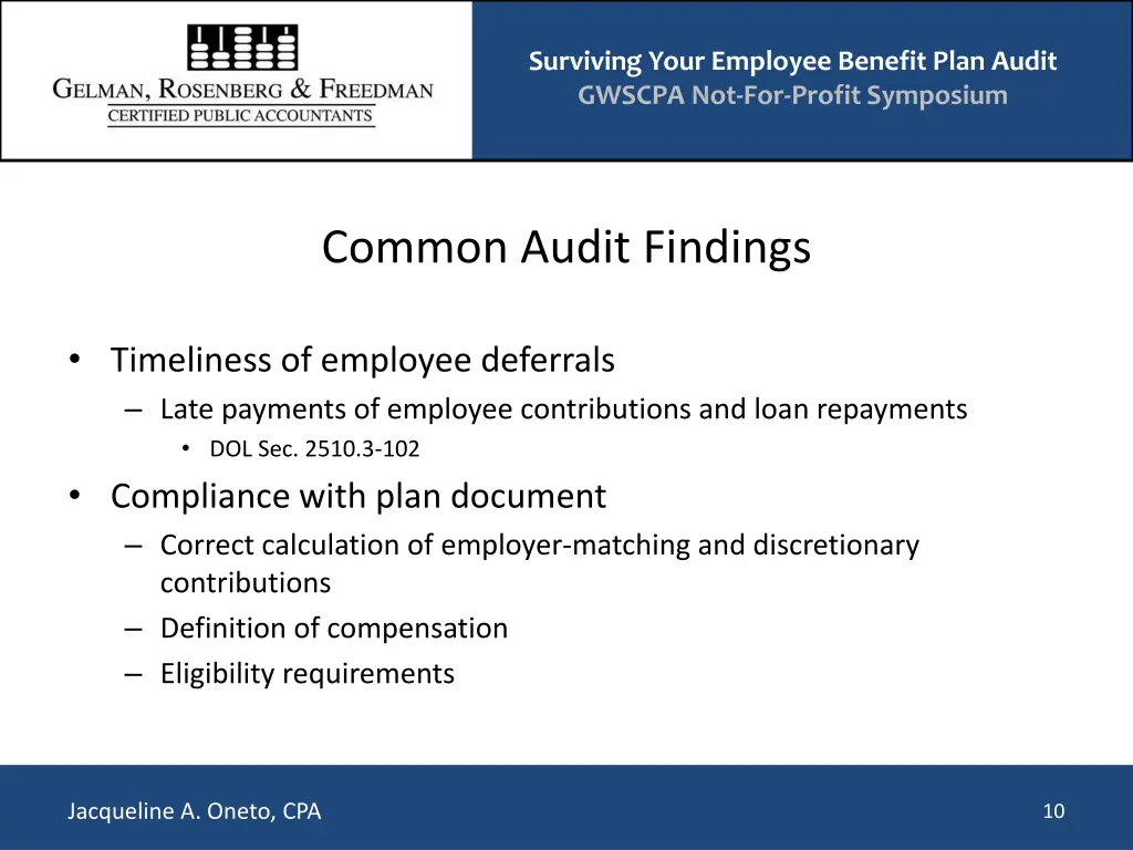 surviving your employee benefit plan audit gwscpa 9