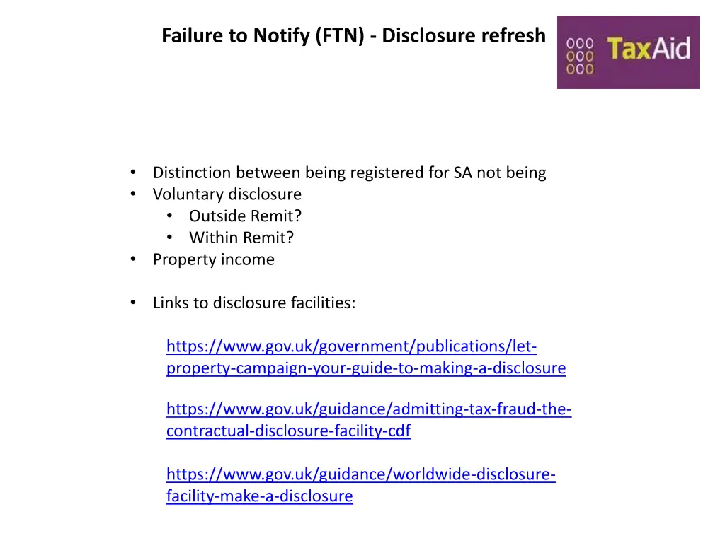 failure to notify ftn disclosure refresh