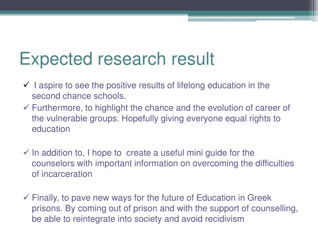 expected research result