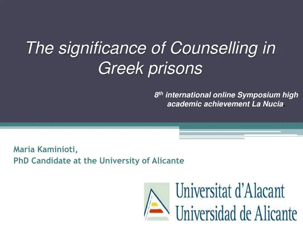the significance of counselling in greek prisons