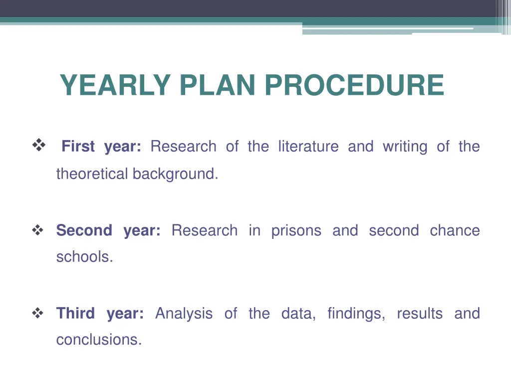 yearly plan procedure