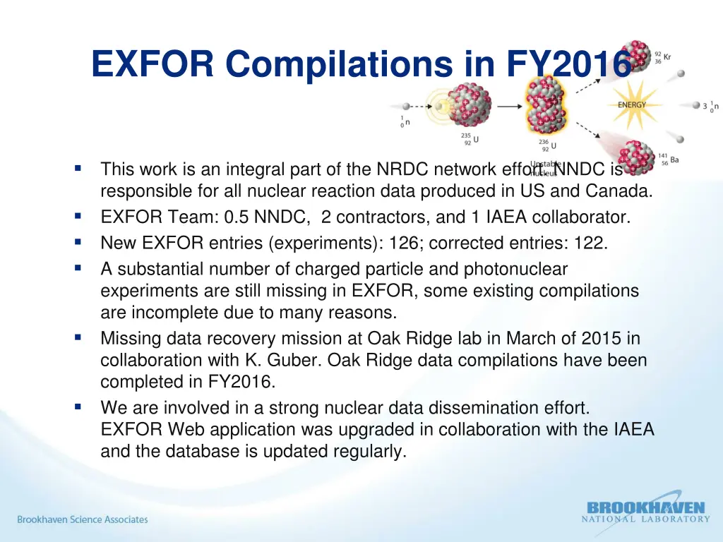 exfor compilations in fy2016