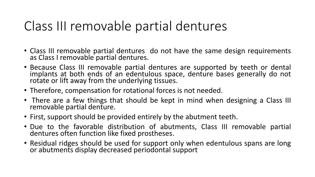 class iii removable partial dentures