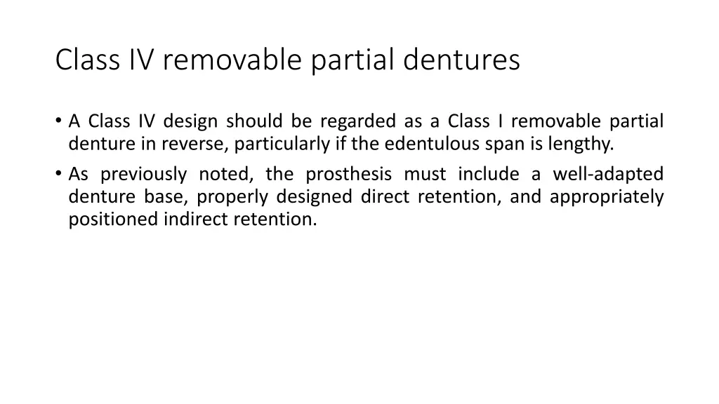 class iv removable partial dentures