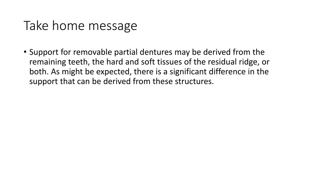 take home message
