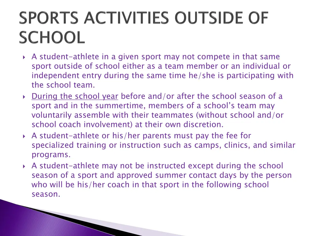 a student athlete in a given sport