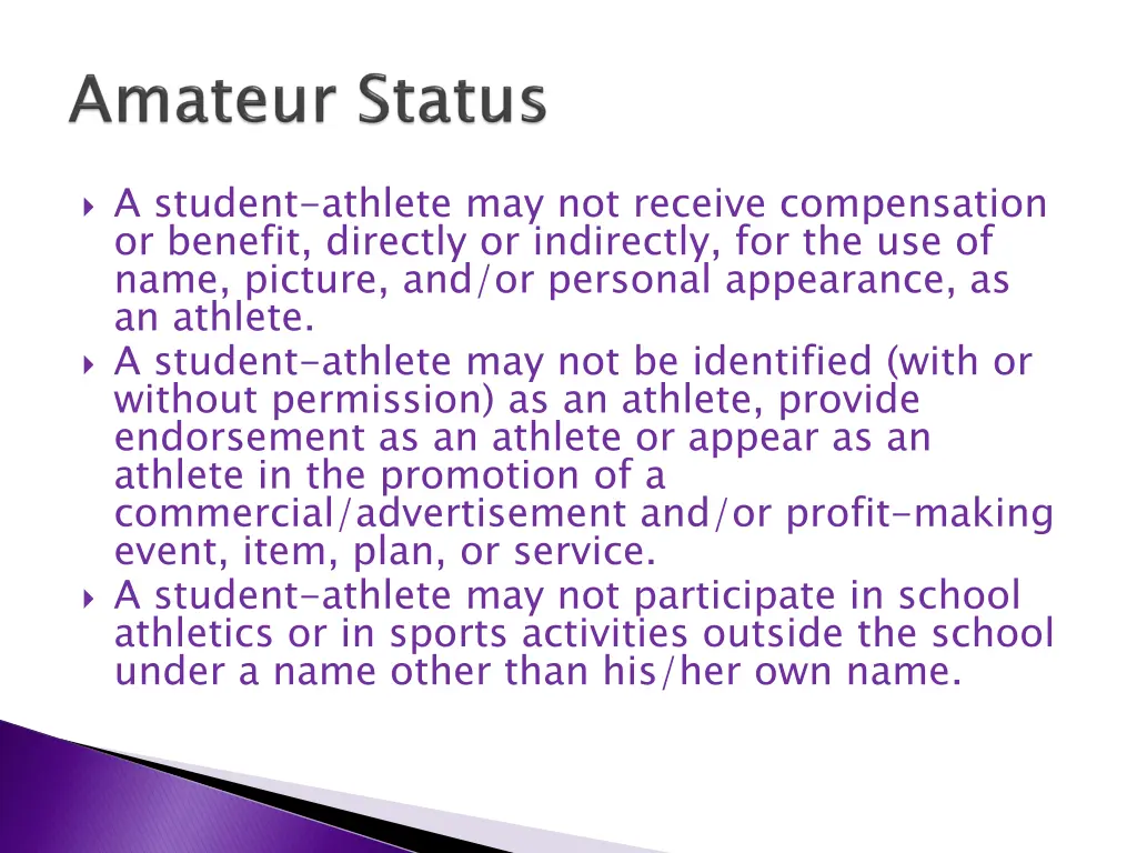 a student athlete may not receive compensation