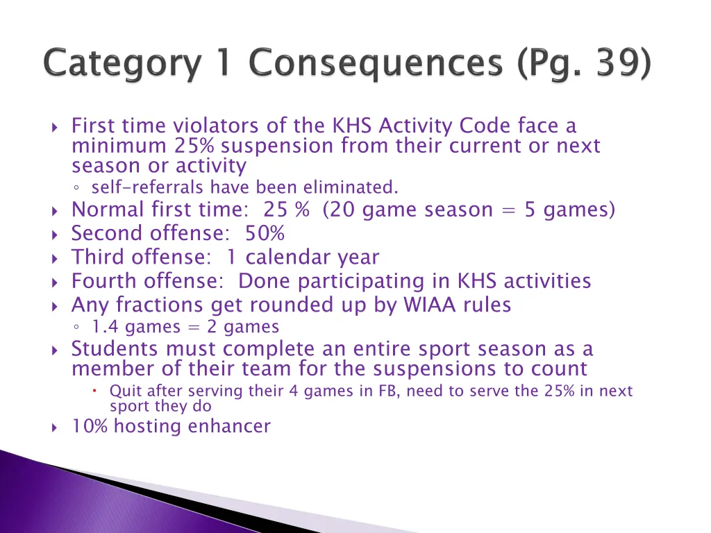 first time violators of the khs activity code