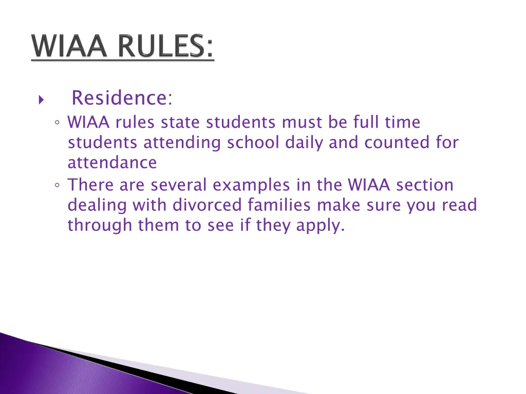 residence wiaa rules state students must be full