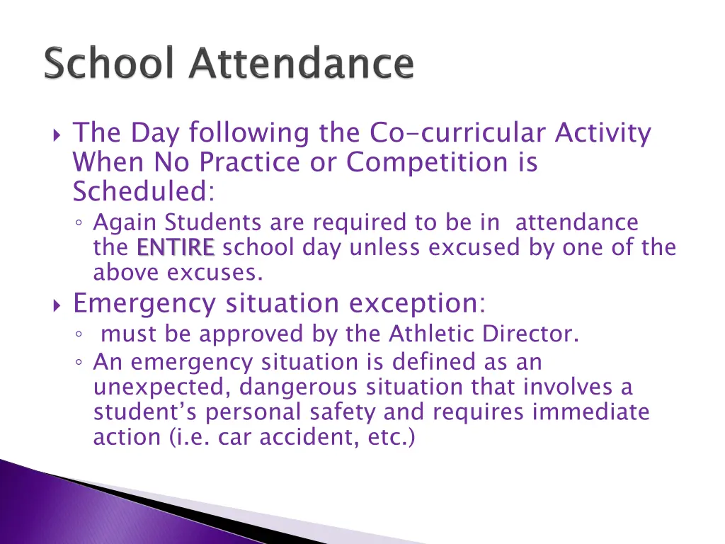 the day following the co curricular activity when