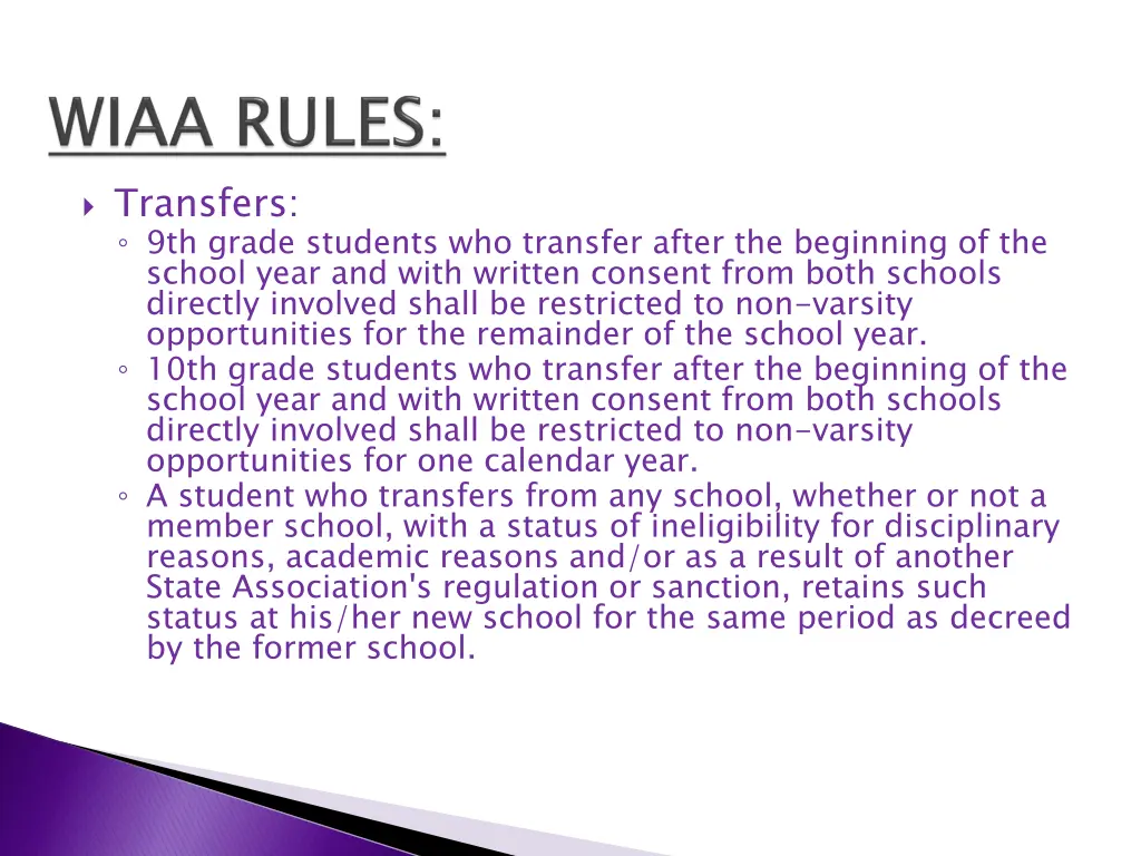 transfers 9th grade students who transfer after