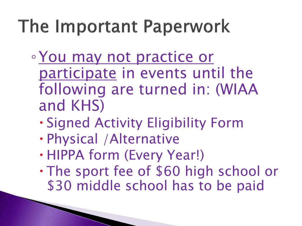 you may not practice or participate in events