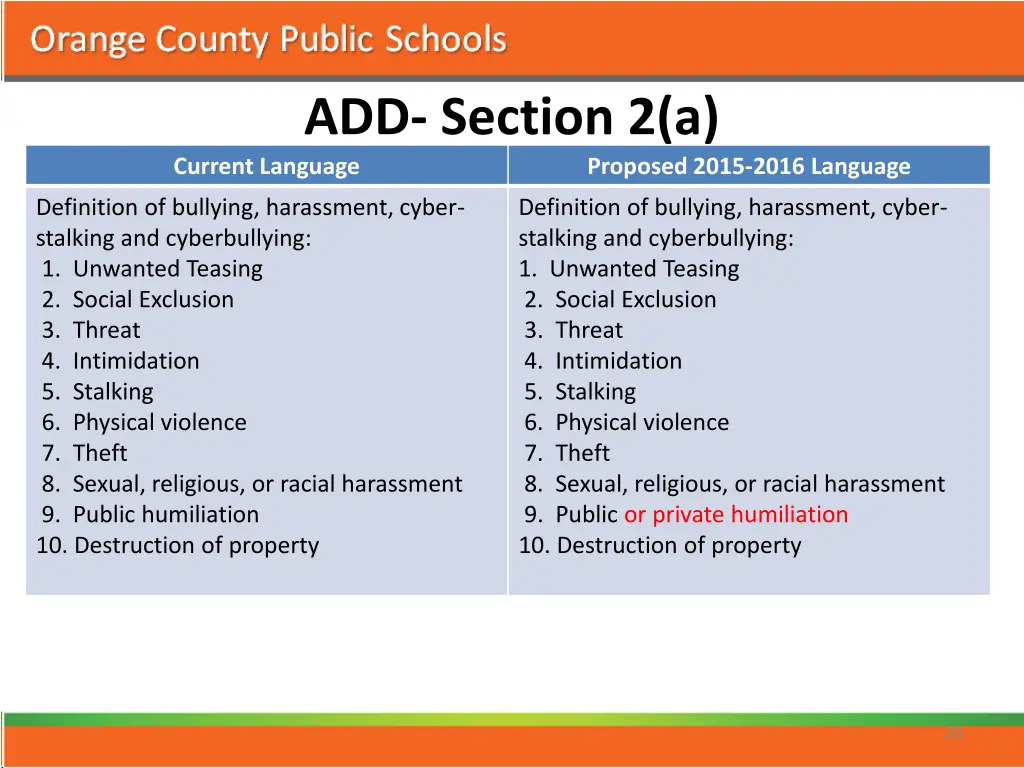 add section 2 a current language