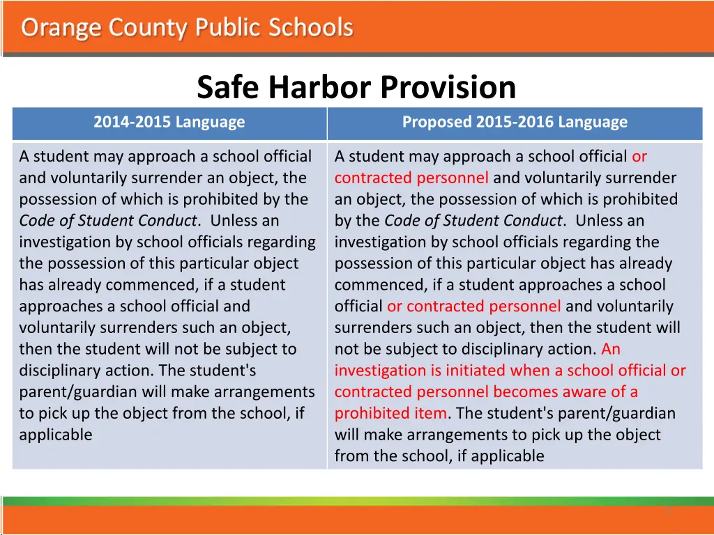 safe harbor provision 2014 2015 language