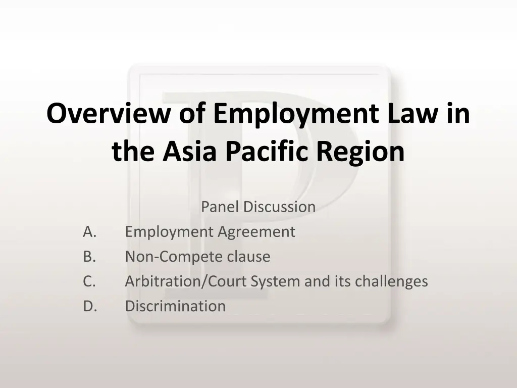 overview of employment law in the asia pacific 1