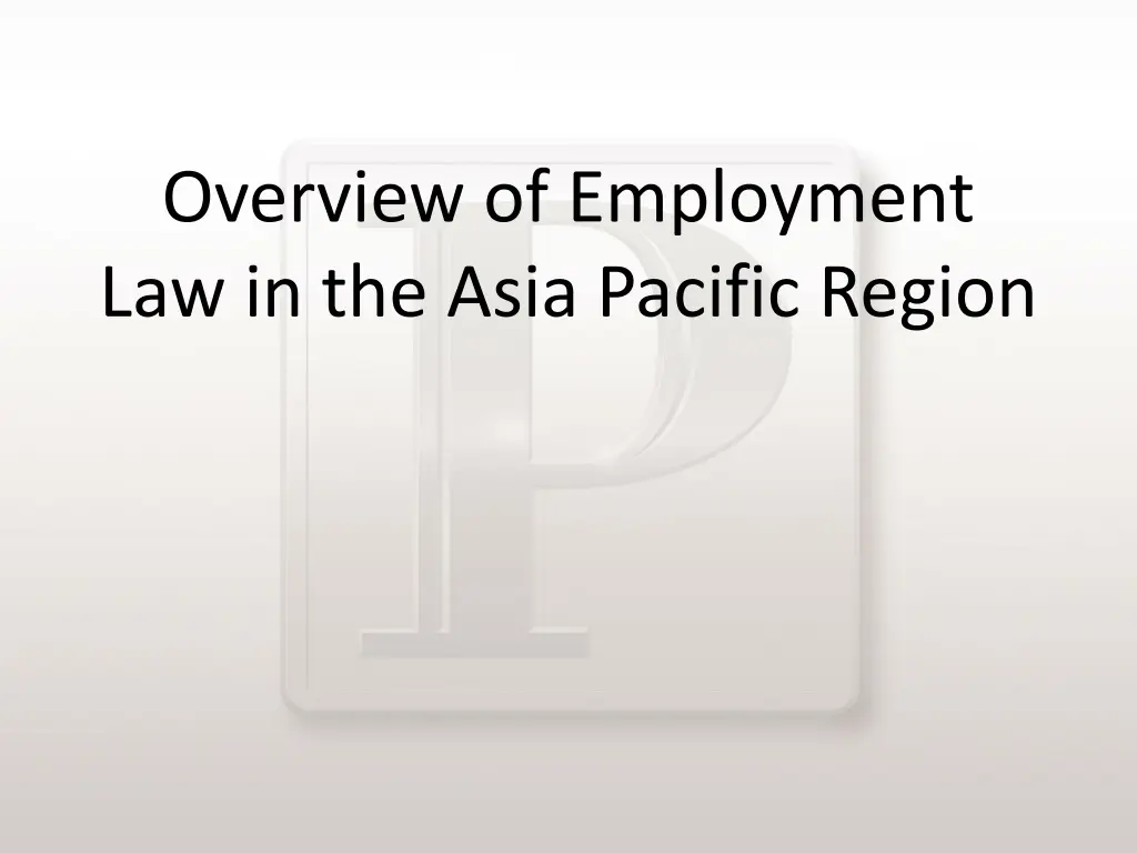 overview of employment law in the asia pacific
