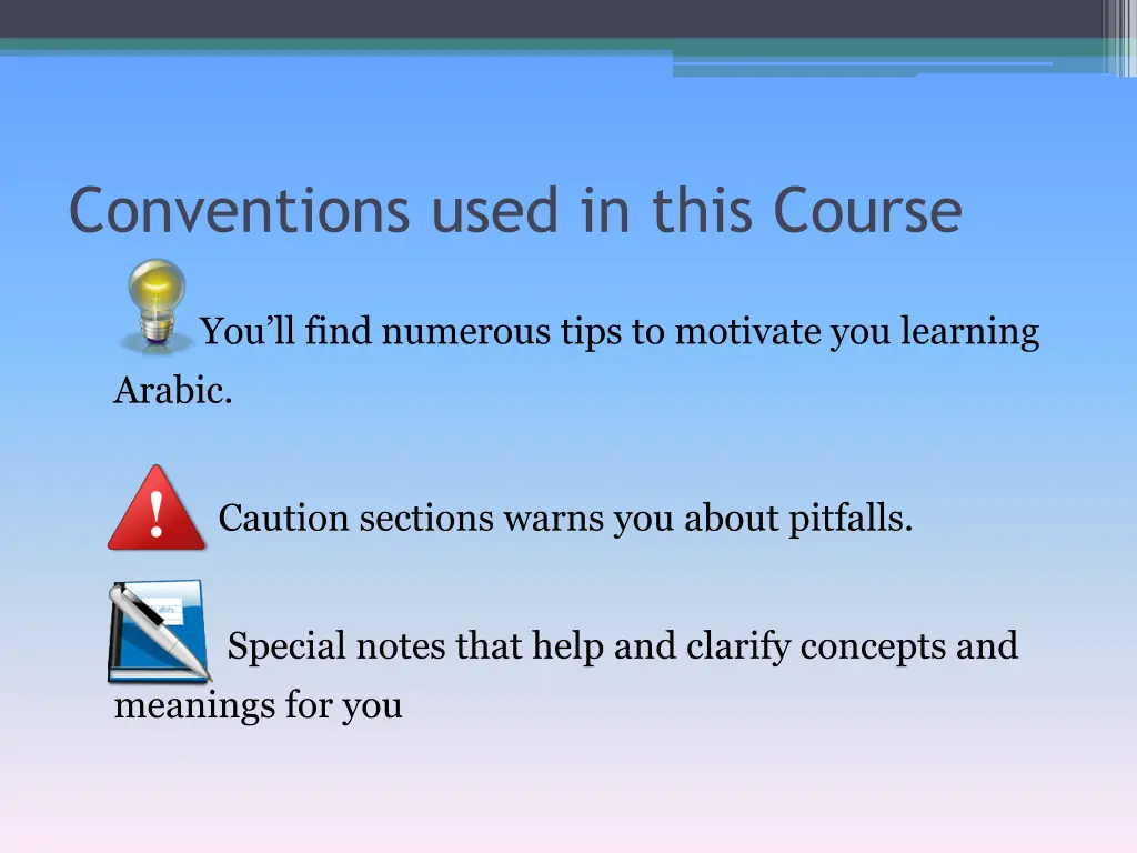 conventions used in this course 1
