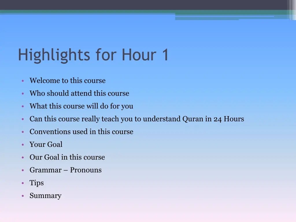 highlights for hour 1