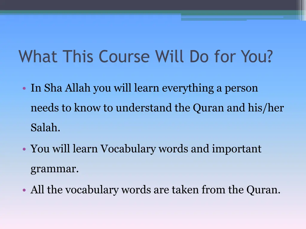 what this course will do for you