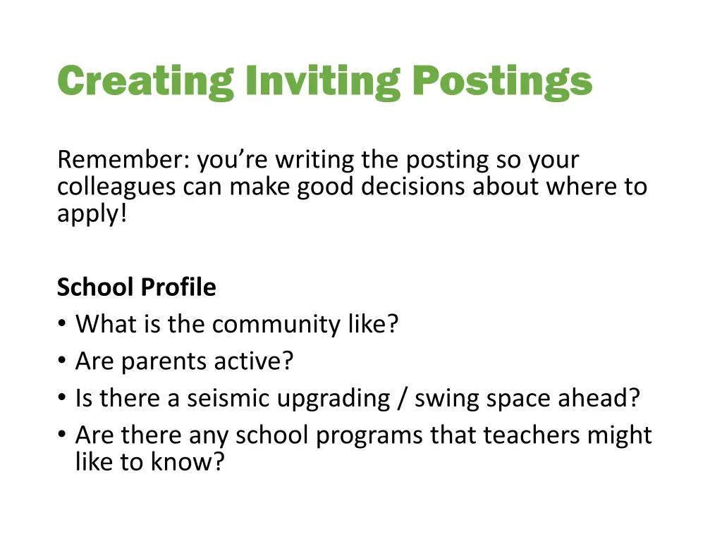 creating inviting postings
