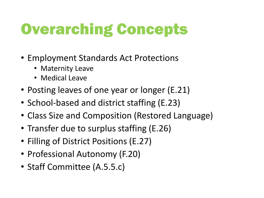 overarching concepts