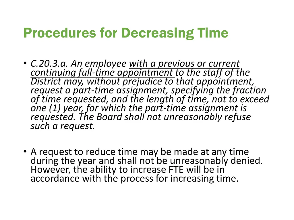 procedures for decreasing time