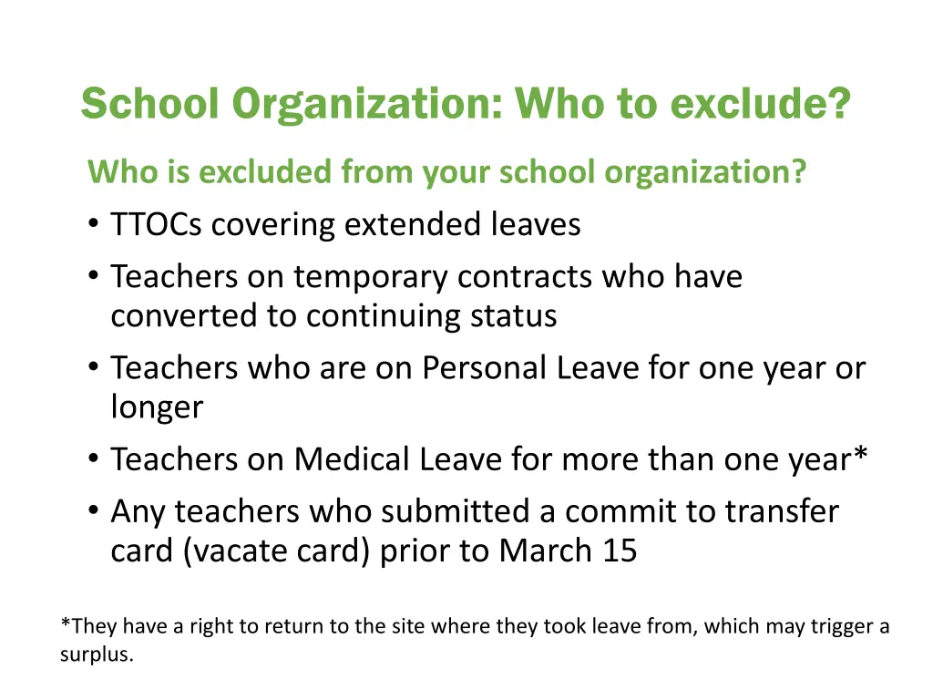 school organization who to exclude