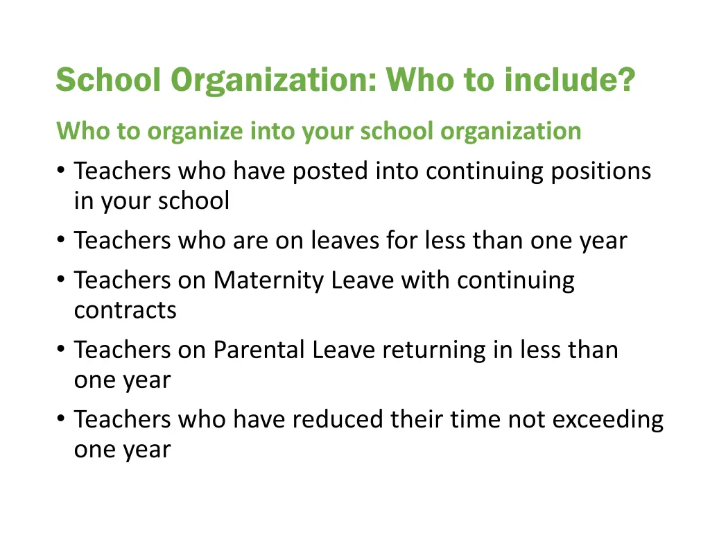 school organization who to include