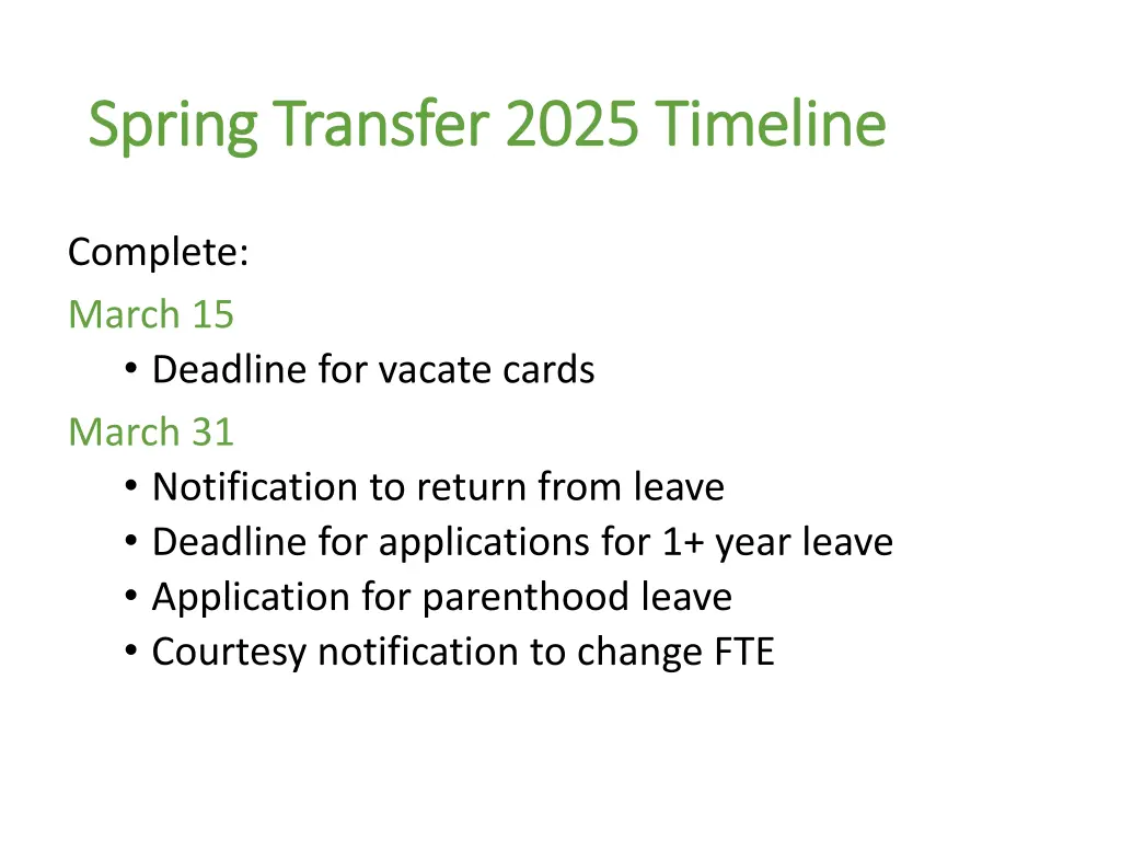 spring transfer 2025 timeline spring transfer
