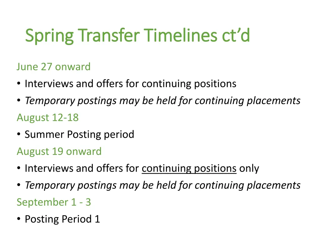 spring transfer timelines spring transfer 1