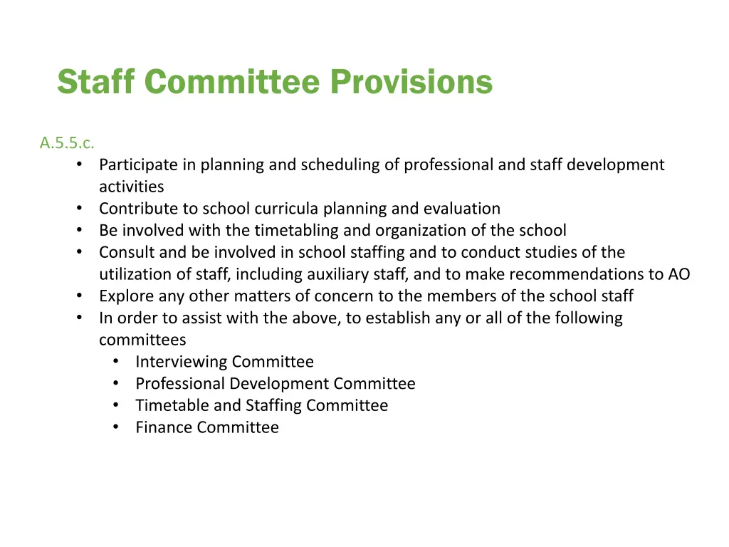 staff committee provisions 1