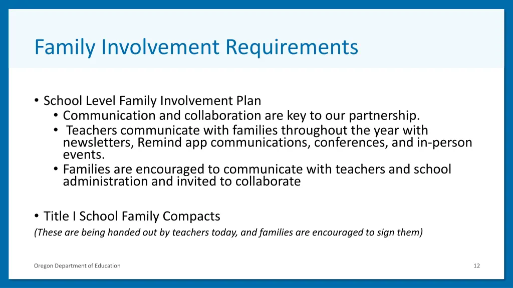 family involvement requirements