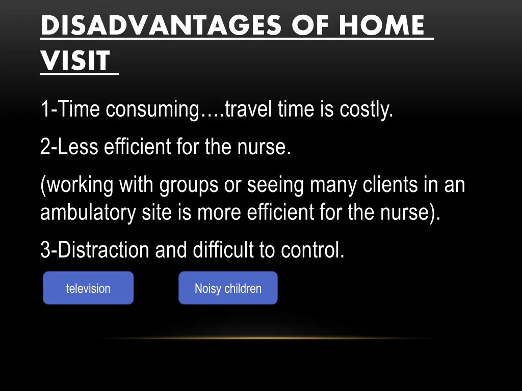 disadvantages of home visit