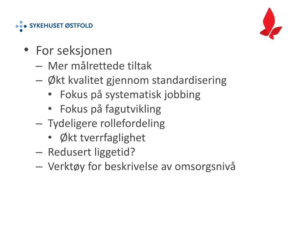 for seksjonen mer m lrettede tiltak kt kvalitet