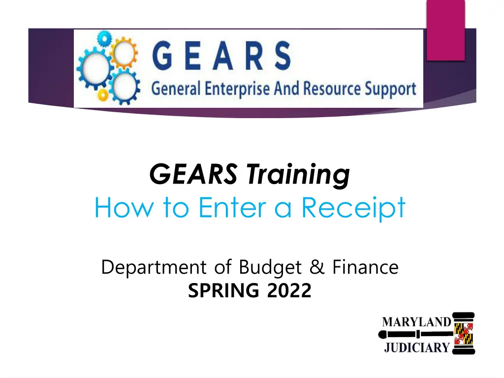 gears training how to enter a receipt