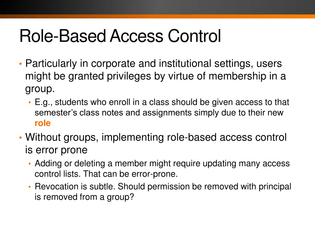 role based access control