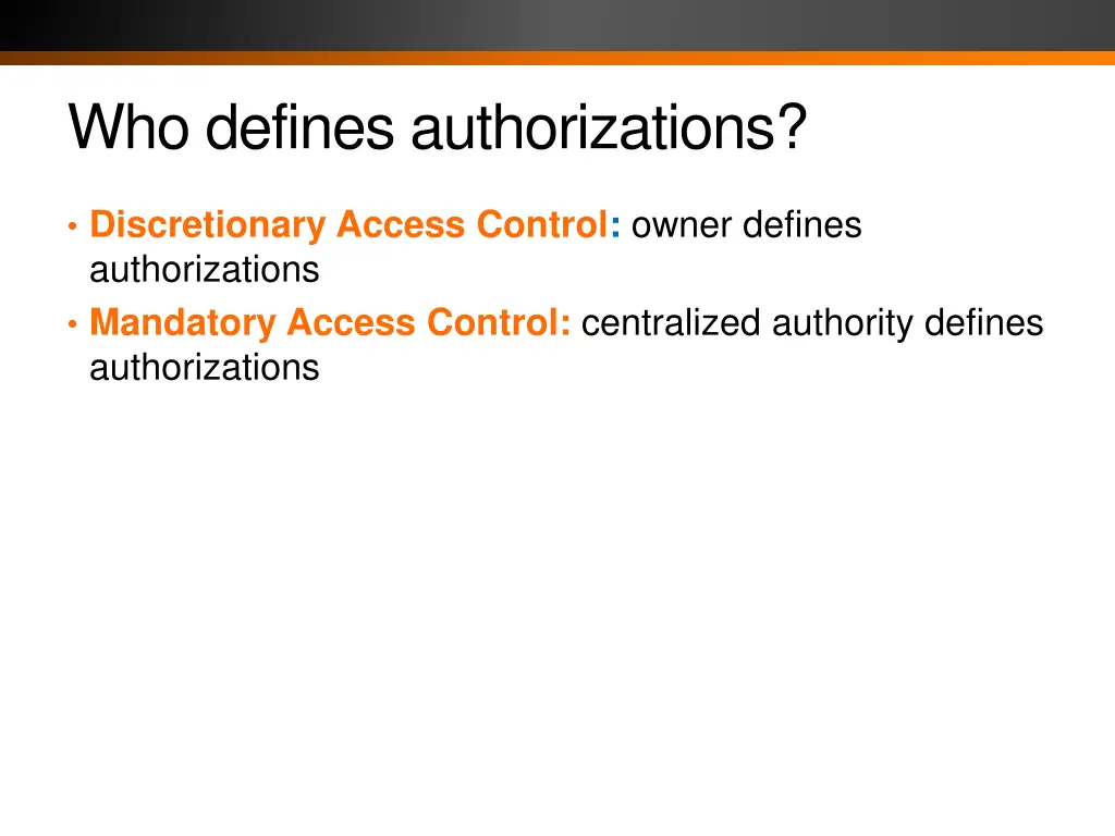 who defines authorizations