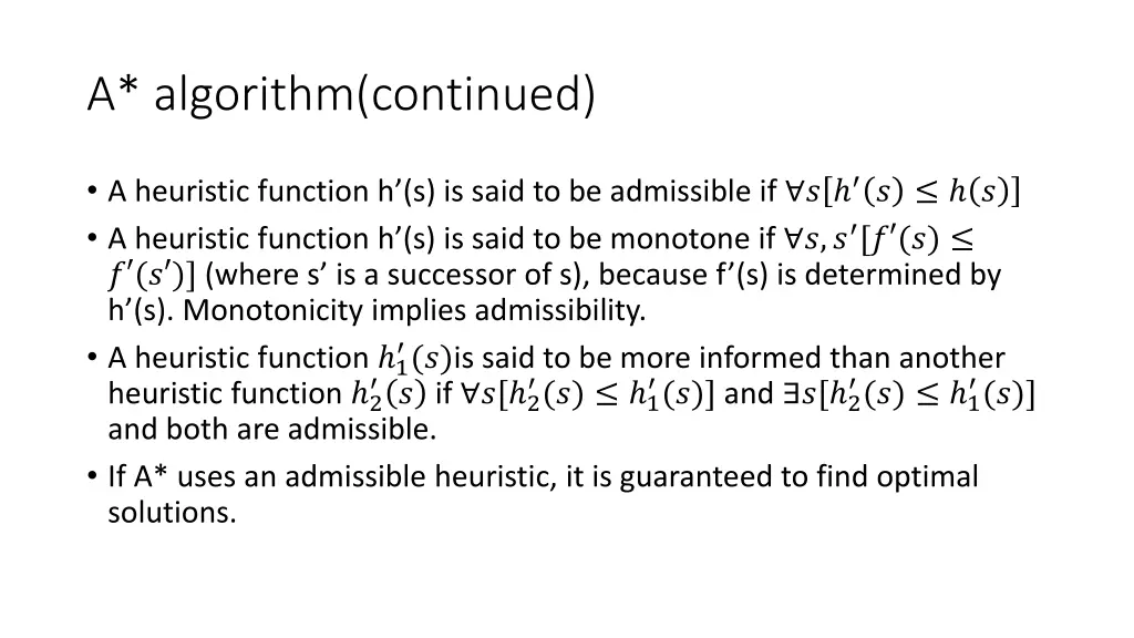 a algorithm continued