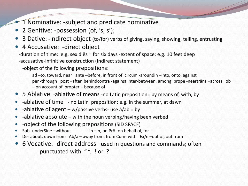 1 nominative subject and predicate nominative