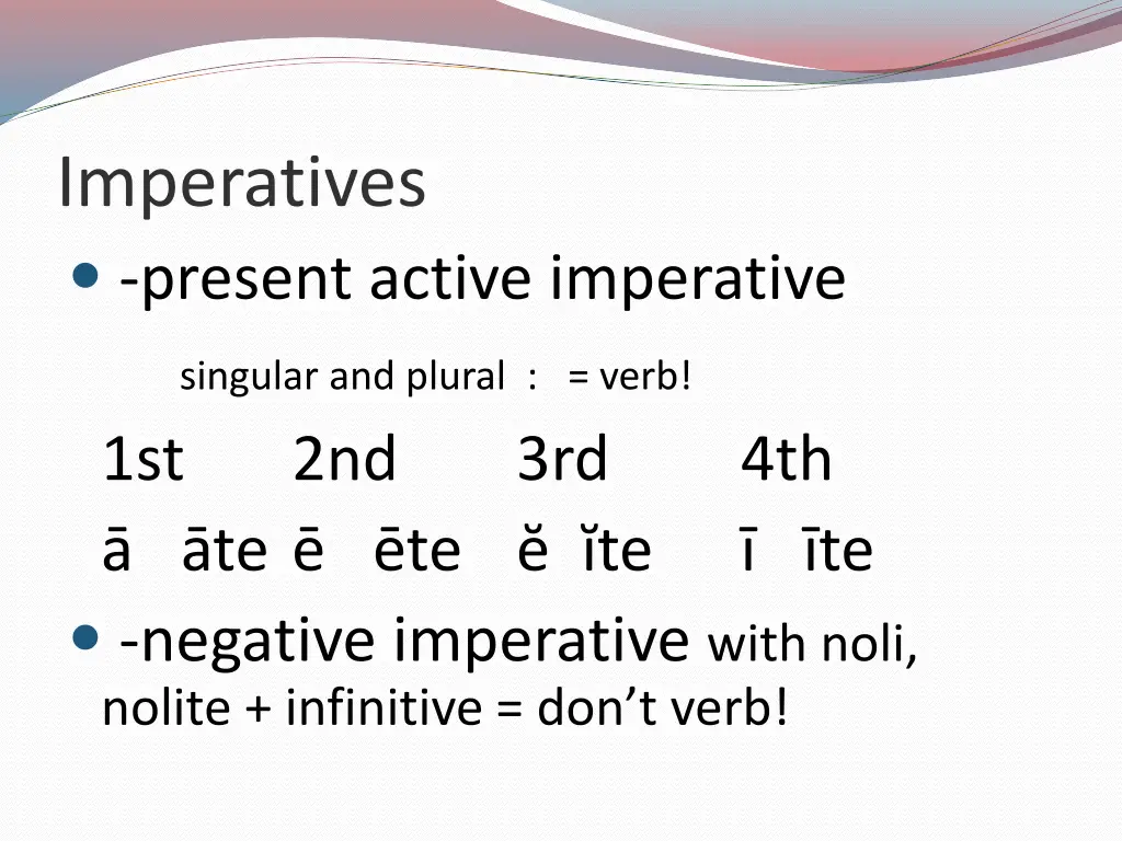 imperatives present active imperative singular