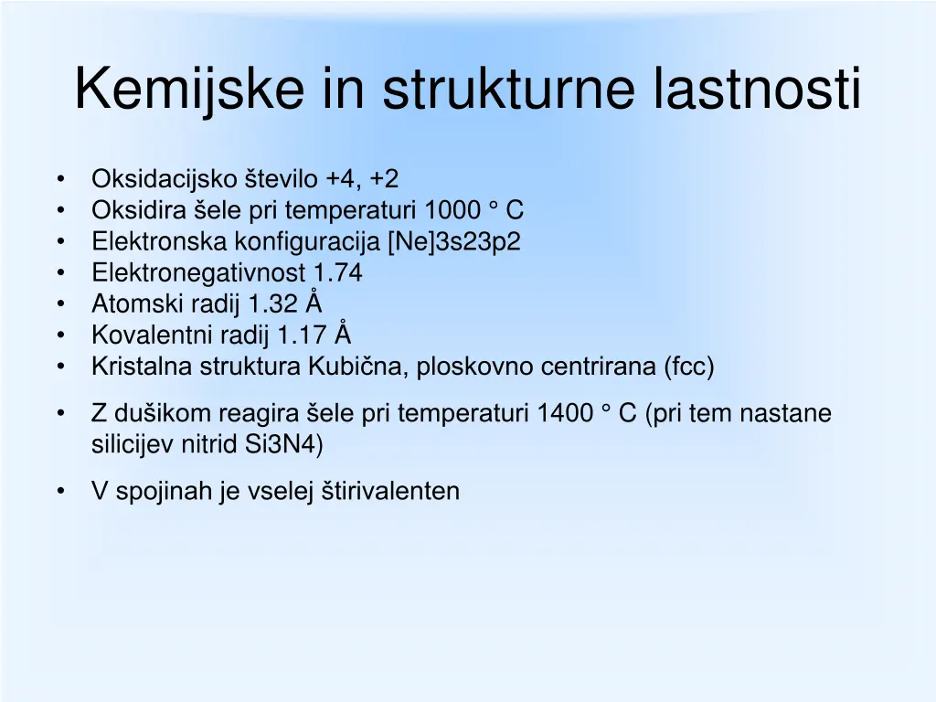 kemijske in strukturne lastnosti