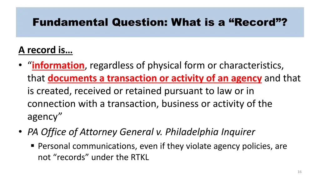 fundamental question what is a record