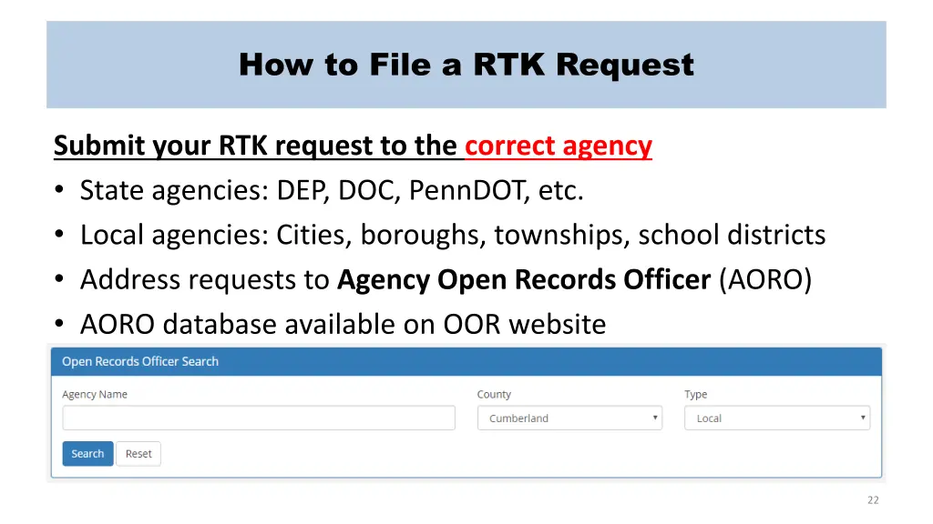 how to file a rtk request