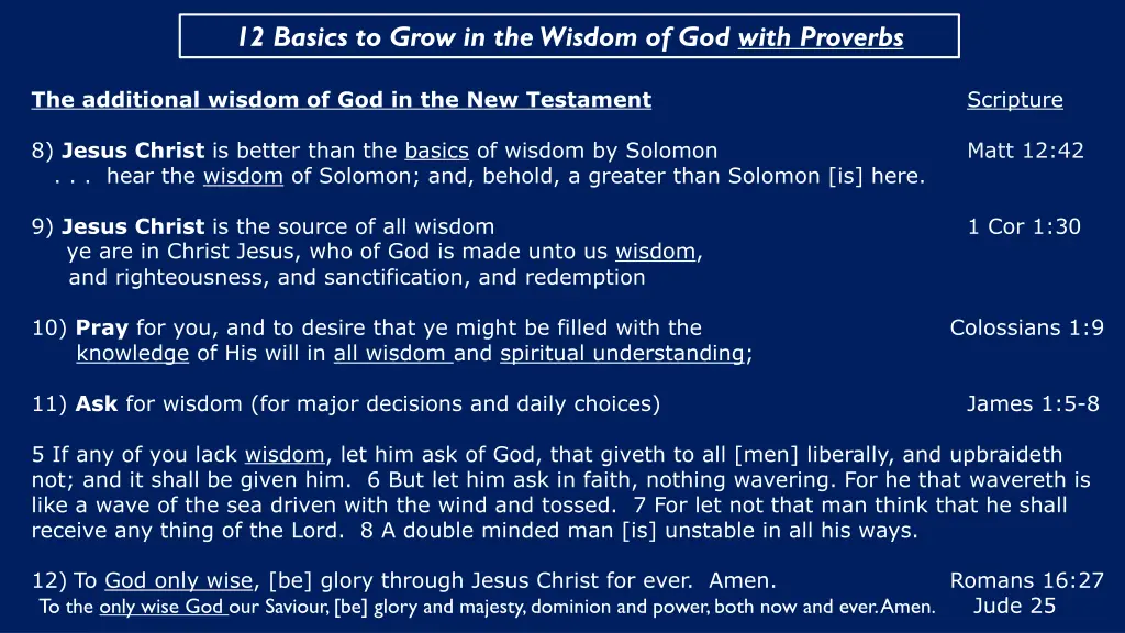 12 basics to grow in the wisdom of god with 2
